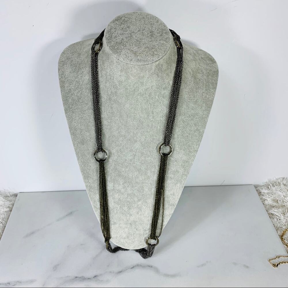 Bronze Multistrand Chain Necklace Circle Spacers